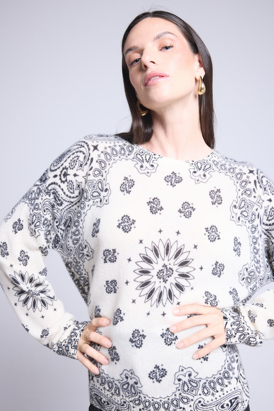 Pullover Bandana Apache - Blanc Et Noir - Femme
