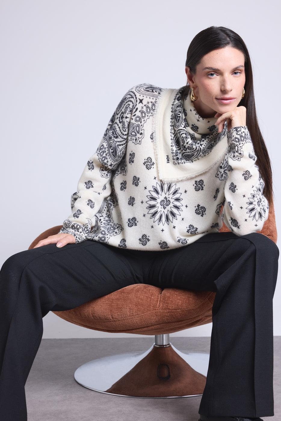 Pullover Bandana Apache - Blanc Et Noir - Femme