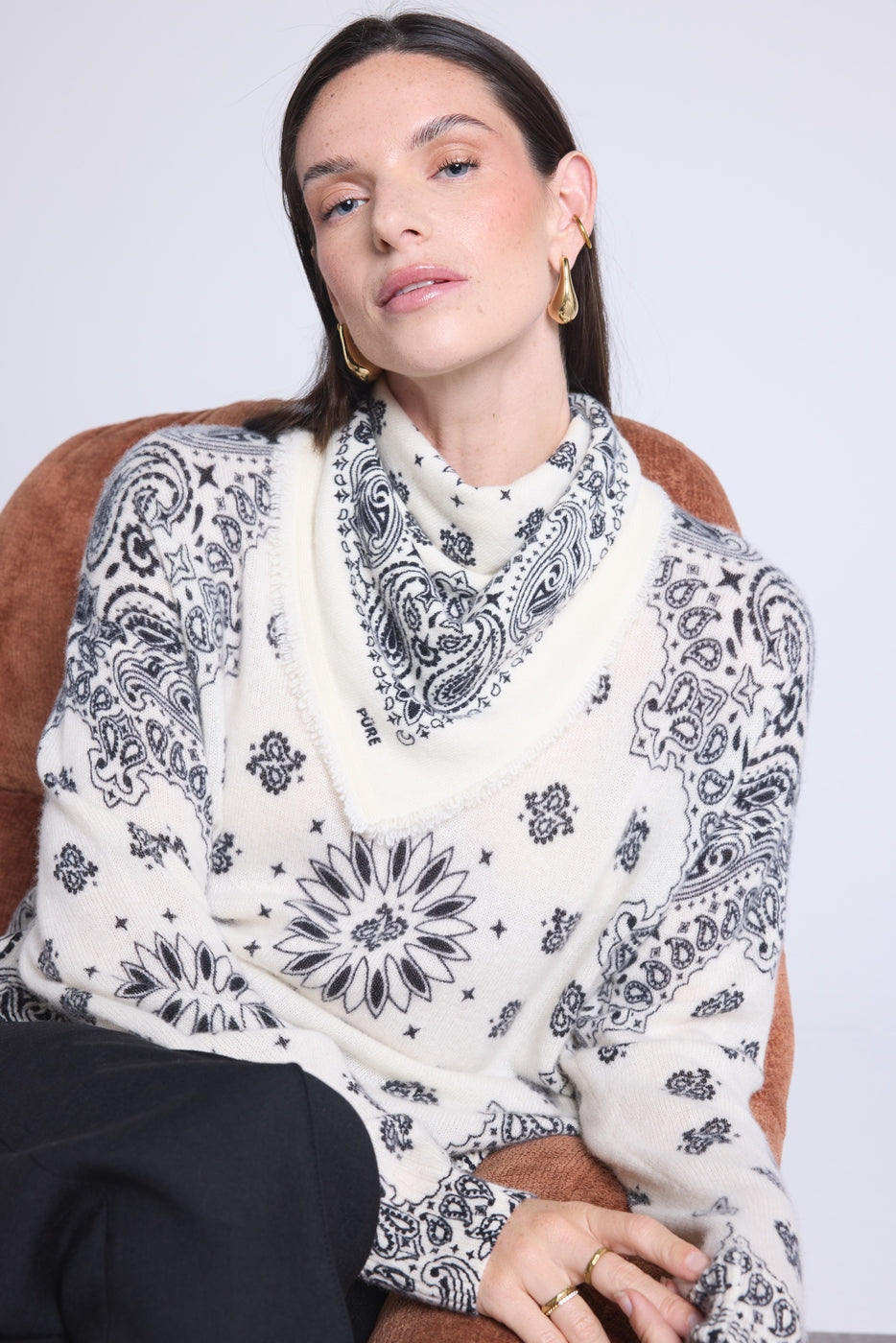 Pullover Bandana Apache - Blanc Et Noir - Femme