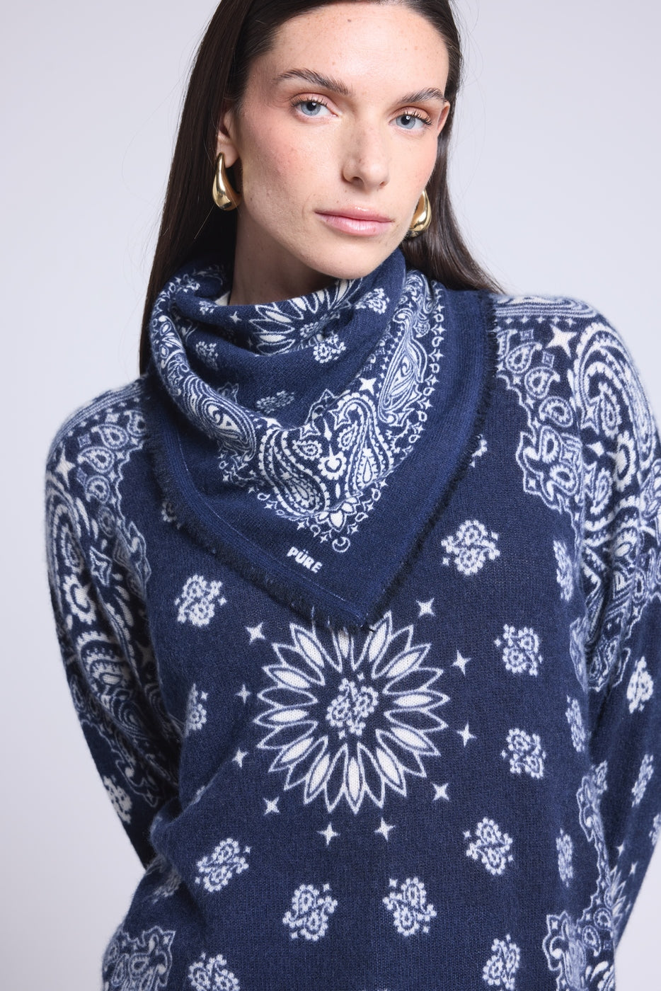Pullover Bandana Apache - Bleu Marine Et Blanc - Femme