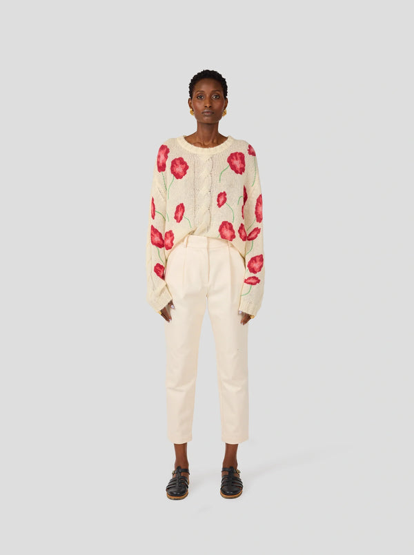 Ellis Jumper In White Poppy Knit
