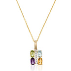 Pendentif "Cayuga" D0,04/7 Citrine 0,22/1 Améthyste 0,26/1 Topaze 0,35/1 & Périd - Or Jaune 375/1000