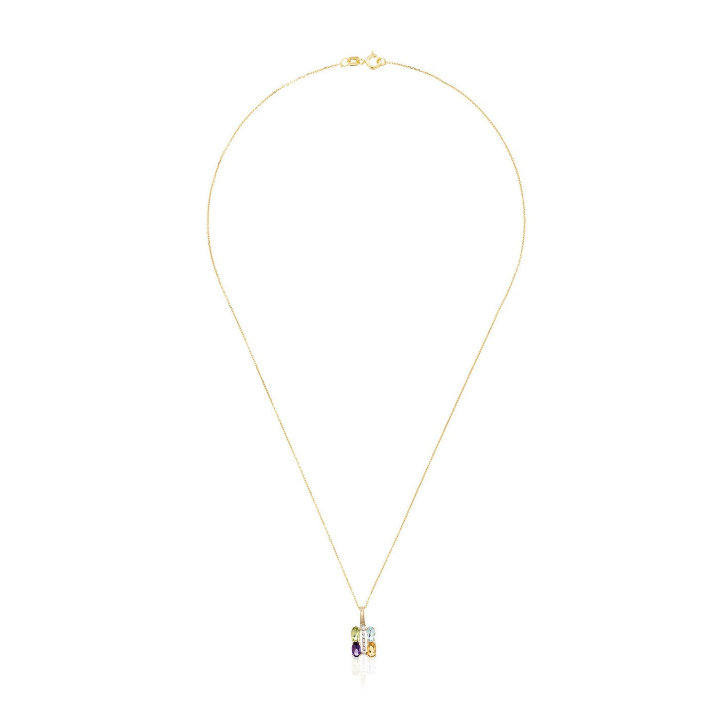 Pendentif "Cayuga" D0,04/7 Citrine 0,22/1 Améthyste 0,26/1 Topaze 0,35/1 & Périd - Or Jaune 375/1000