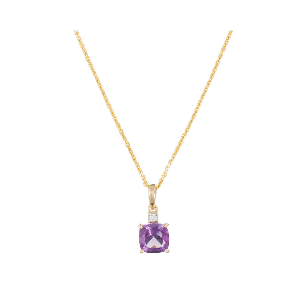 Pendentif "Tonga" Diamants 0,02/1 & Améthyste 1,5/1 - Or Jaune 375/1000