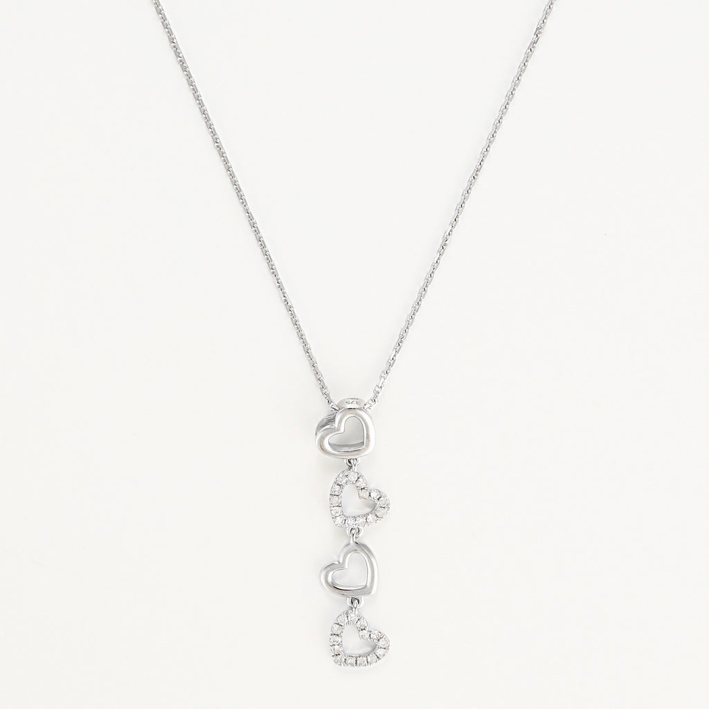 Colgante "4 Corazones" Diamantes 0.13/28 - Oro blanco 375/1000