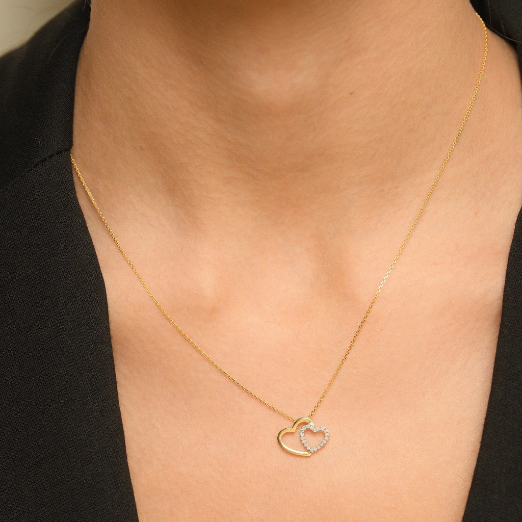 Colgante “Two Ever” Oro amarillo y diamantes 0,11/20 - Oro amarillo 375/1000