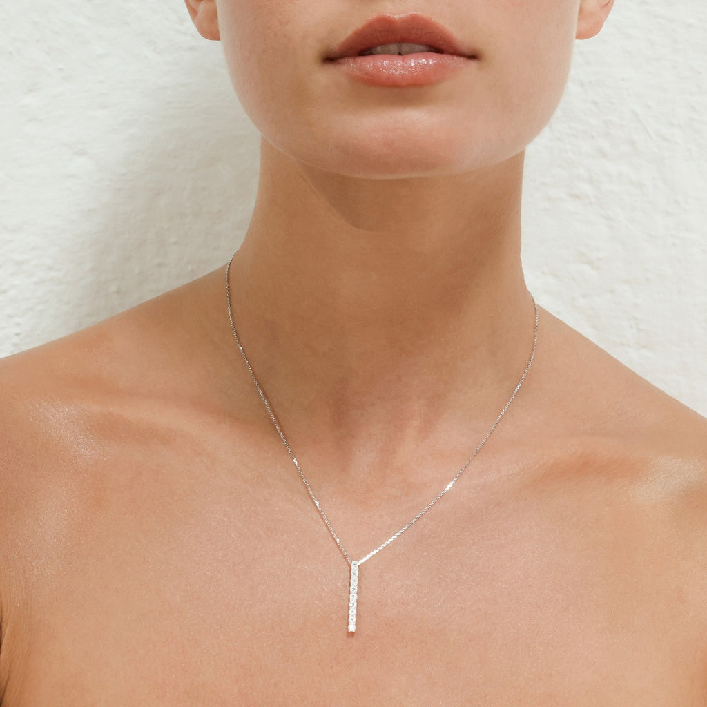Colgante "Fila 9 Diamantes" - 0.054/9 Diamantes - Oro blanco