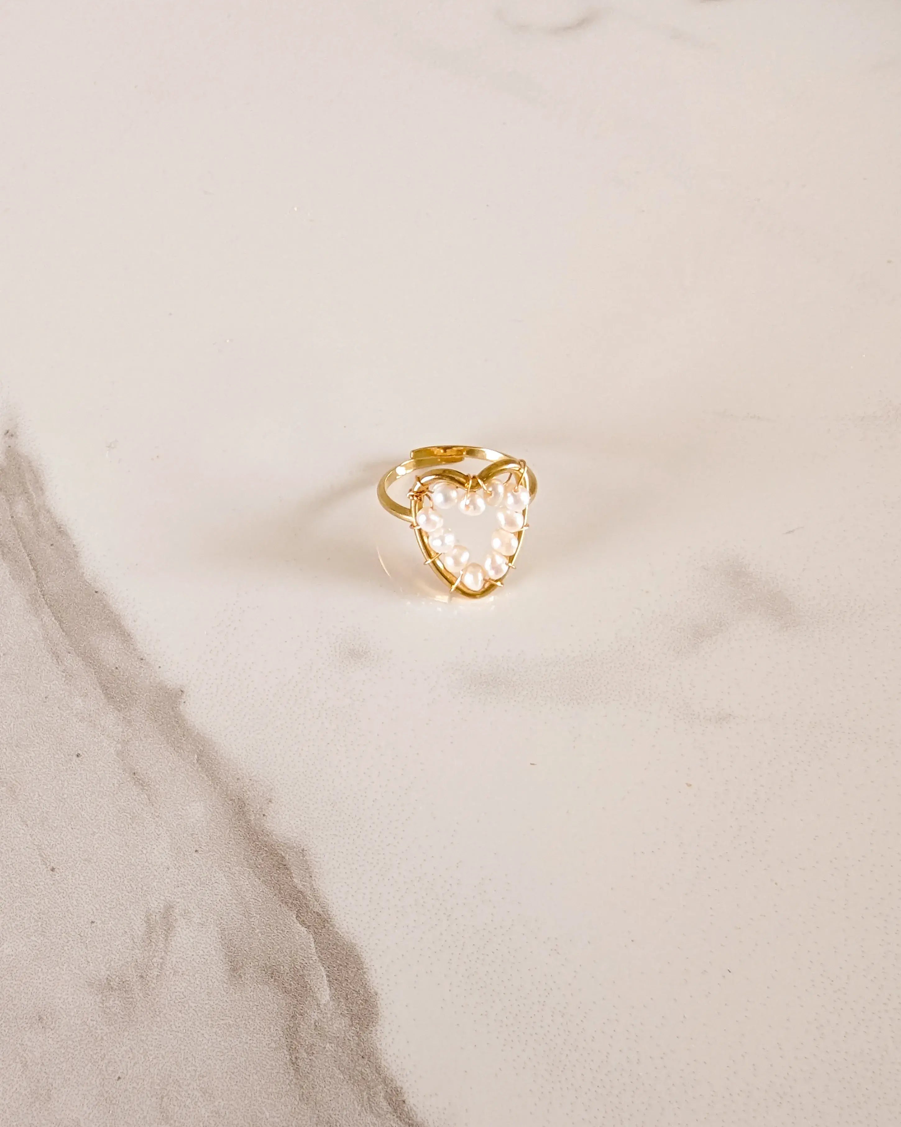 Anillo de Cuentas Nacaradas - Corazón