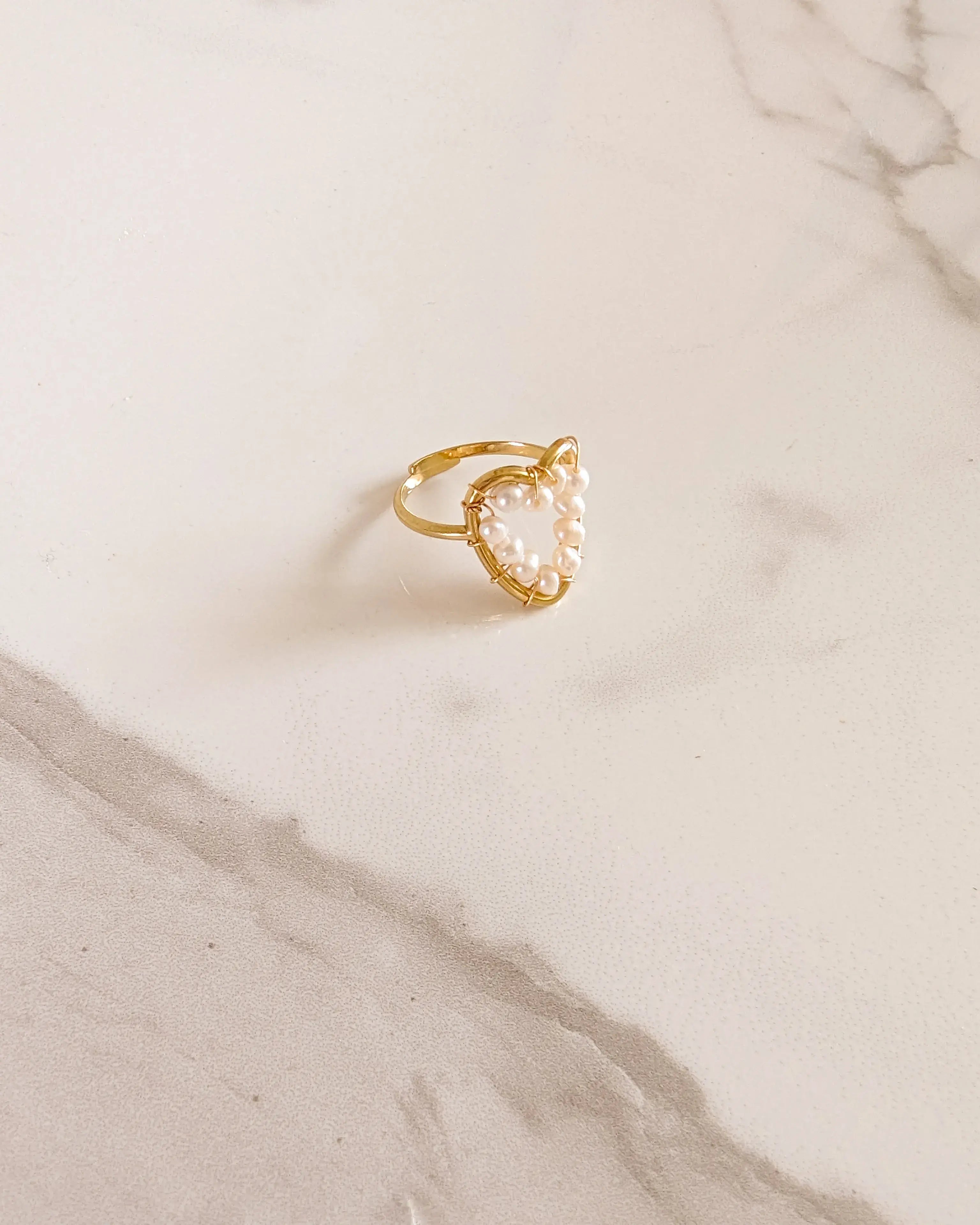 Anillo de Cuentas Nacaradas - Corazón