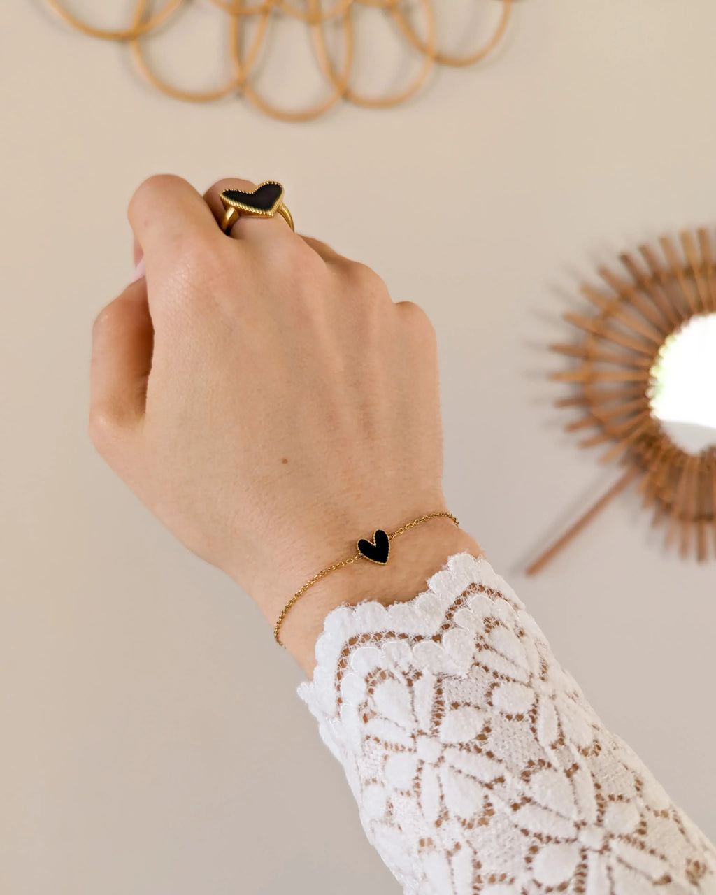 Pulsera Negra - Corazón