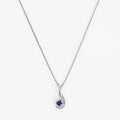 Pendentif "Virgule" Diamants: 0,02Ct/6 Et Sapphir: 0,16Ct/1 - Or Blanc