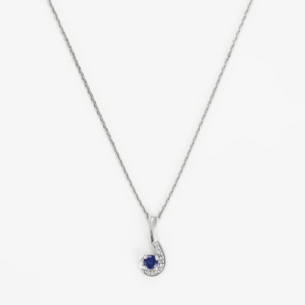 Colgante "Coma" Diamantes: 0.02Ct/6 y Zafiro: 0.16Ct/1 - Oro blanco