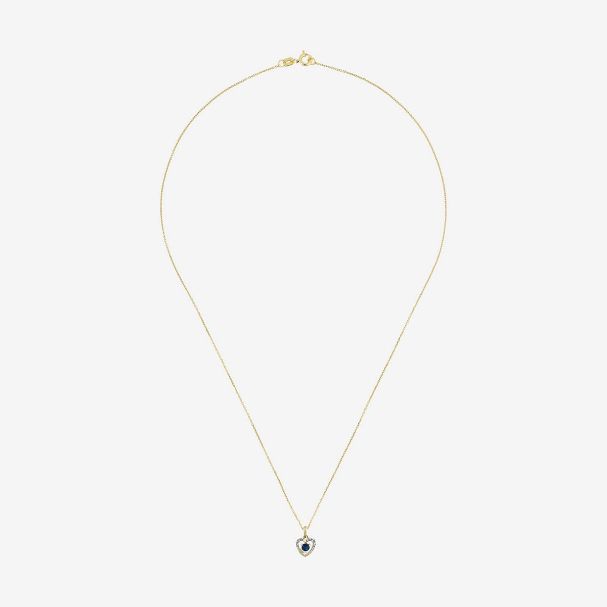 Pendentif "Heart" Diamants 0,02Ct/7 Et Saphir 0,16Ct/1