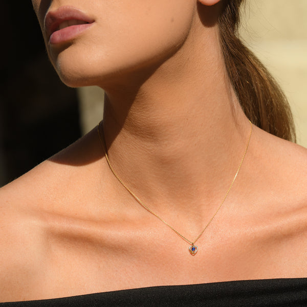 Hänge "Heart" diamanter 0,02 ct/7 och safir 0,16 ct/1