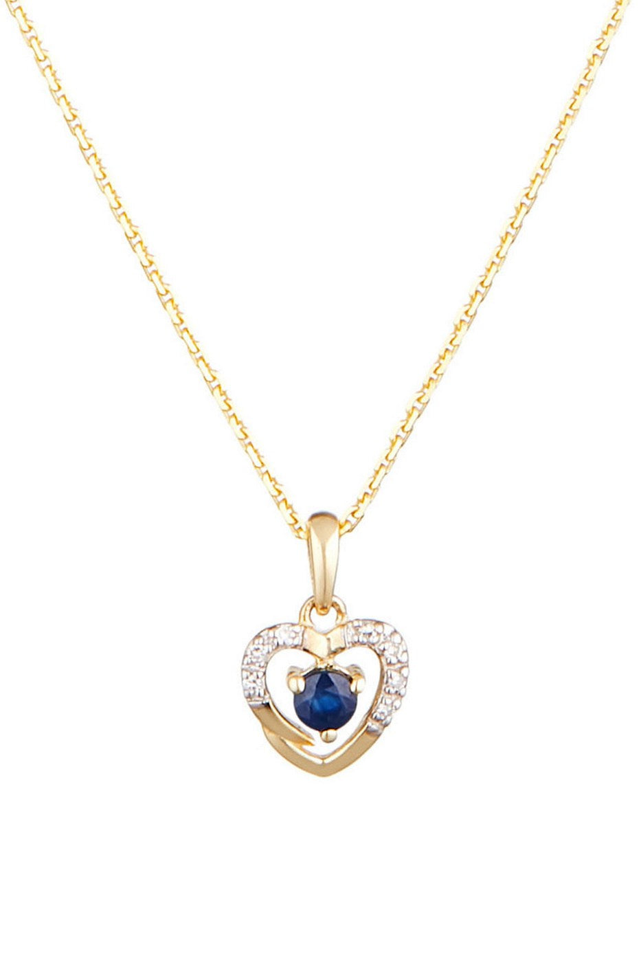 Pendentif "Heart" Diamants 0,02Ct/7 Et Saphir 0,16Ct/1