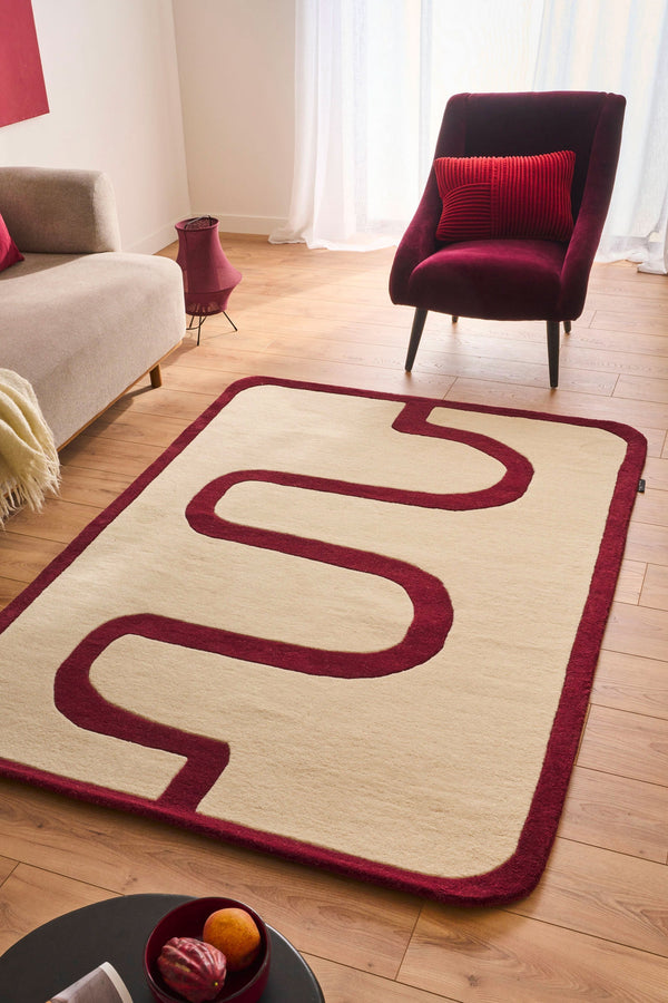Rouge d'orage – Wool rug - Burgundy Rouge d'orage