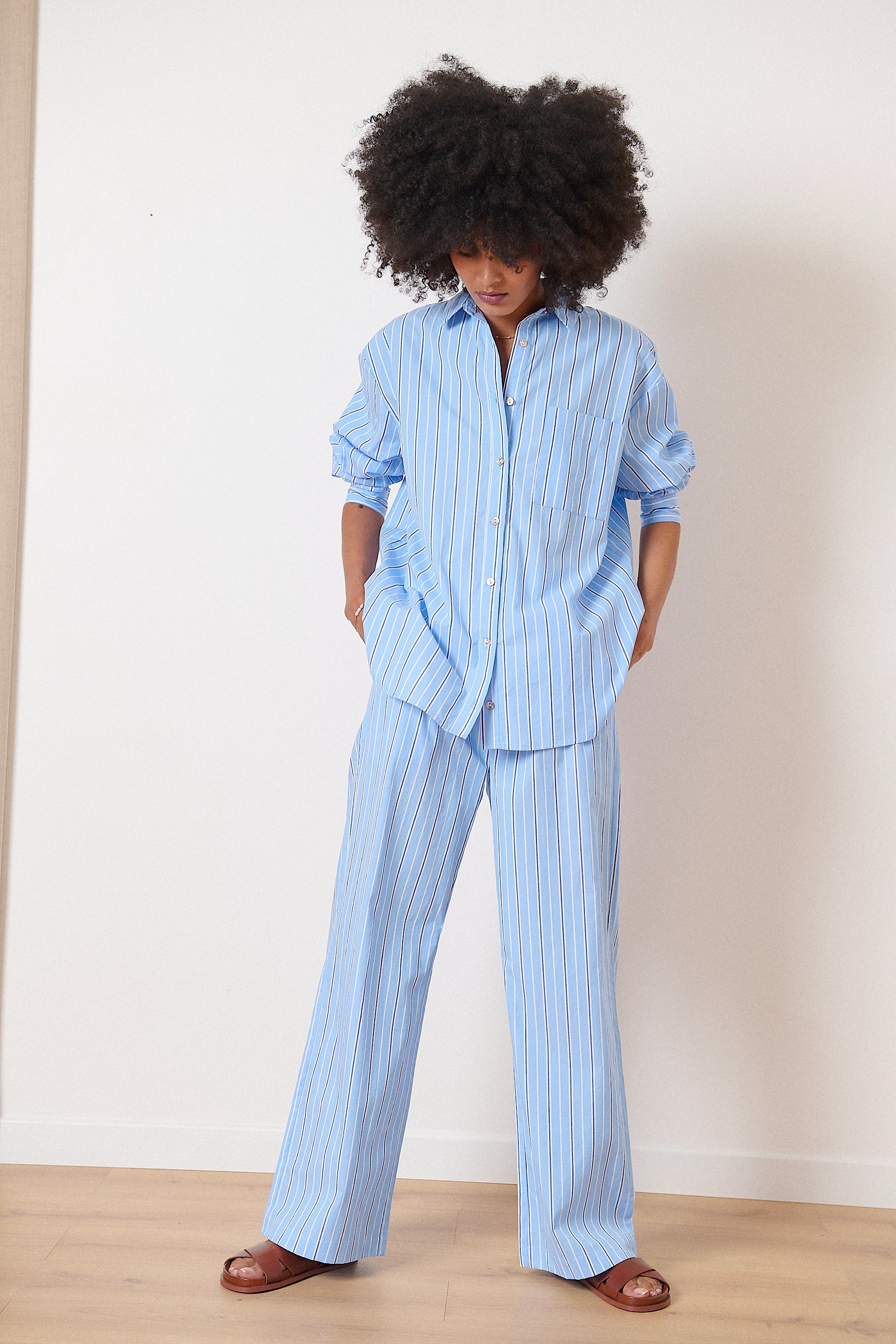 Pantalon élastiqué fluide à coupe droite et ample vêtement printemps été femme 