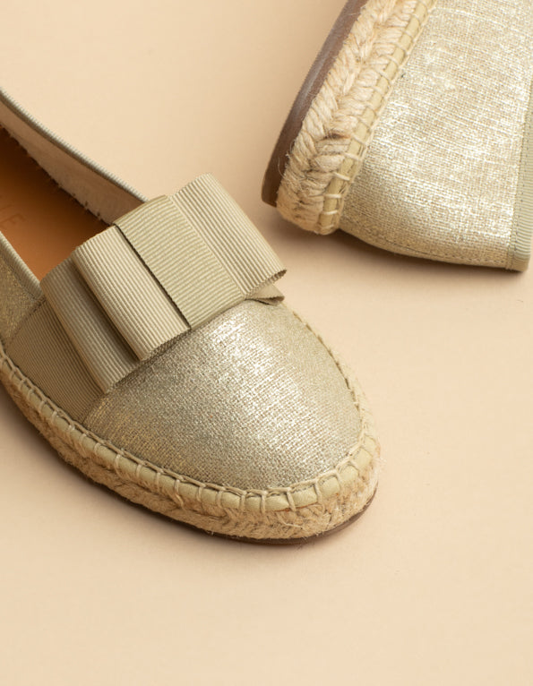 Parsienne Espadrilles - Gold Linen Canvas - Women