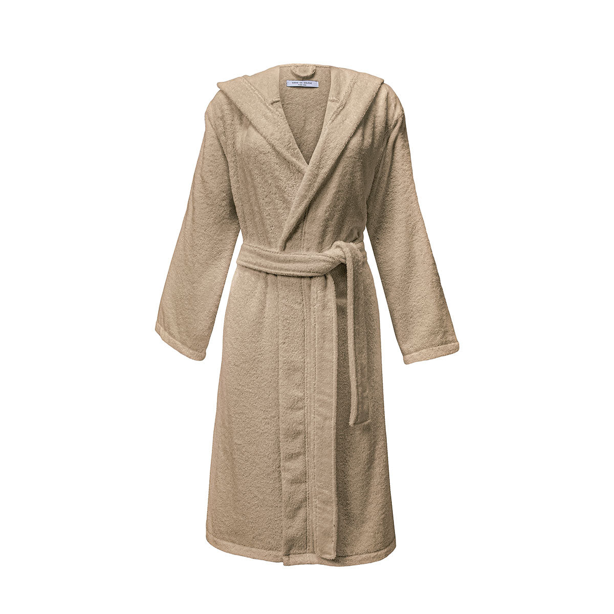 Plain Terry Hooded Bathrobe - Taupe
