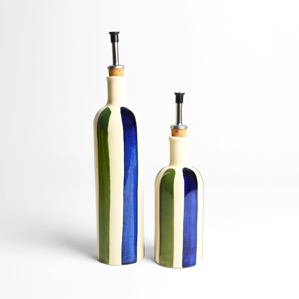 Bouteille D'Huile - Bleu & Vert Linhas