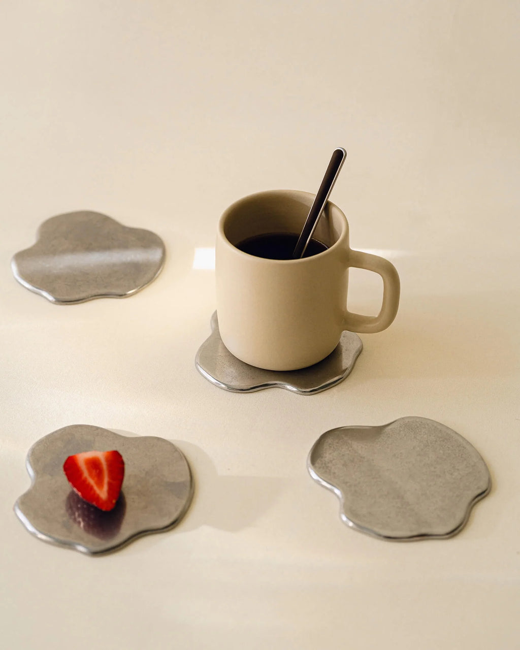 Set of 4 Plama Coasters - Raw Aluminium