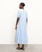 Vestido largo de manga corta Nella - Baby Blue - Mujer