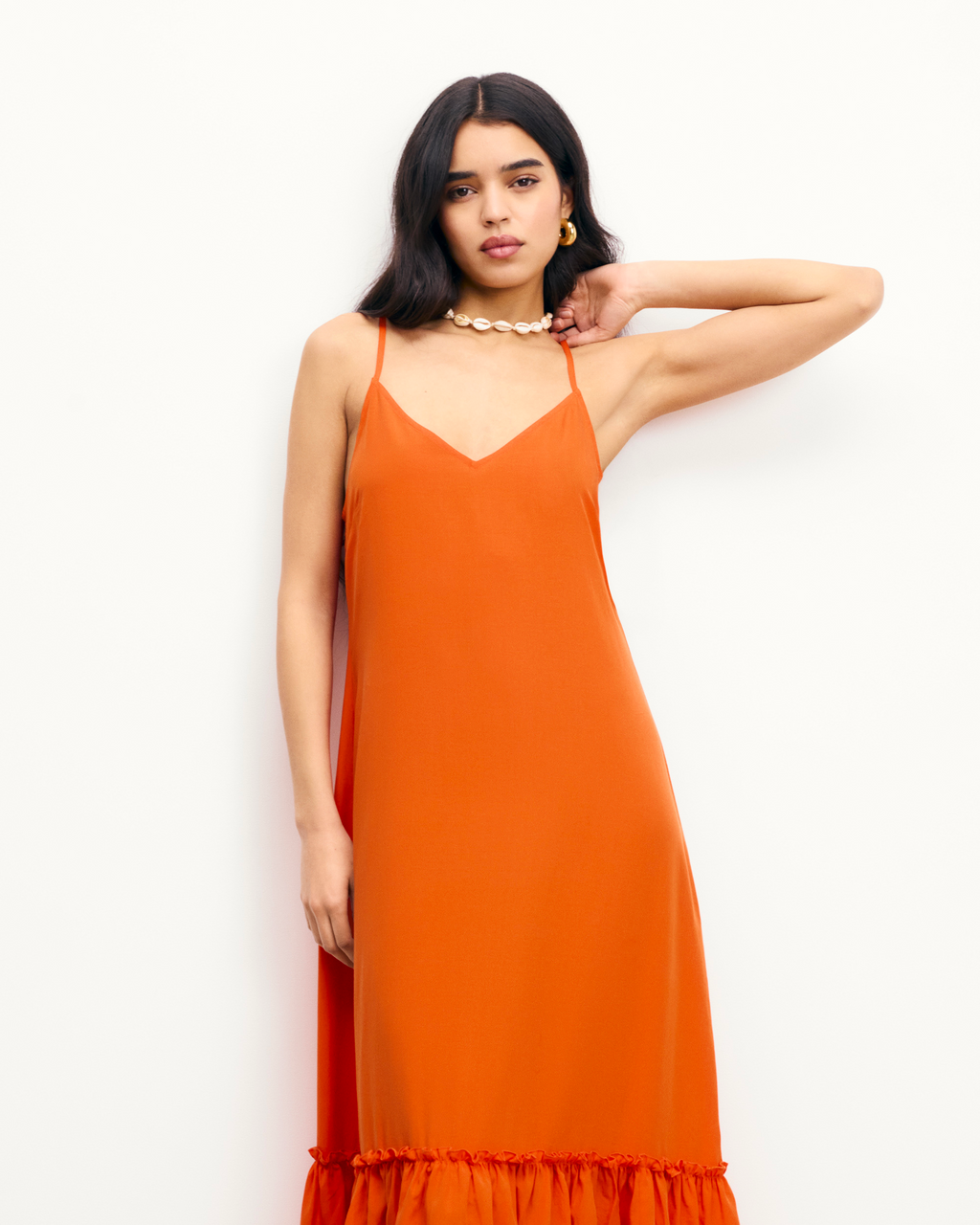 Vestido largo de tirantes Tallia - Fantasía naranja - Mujer