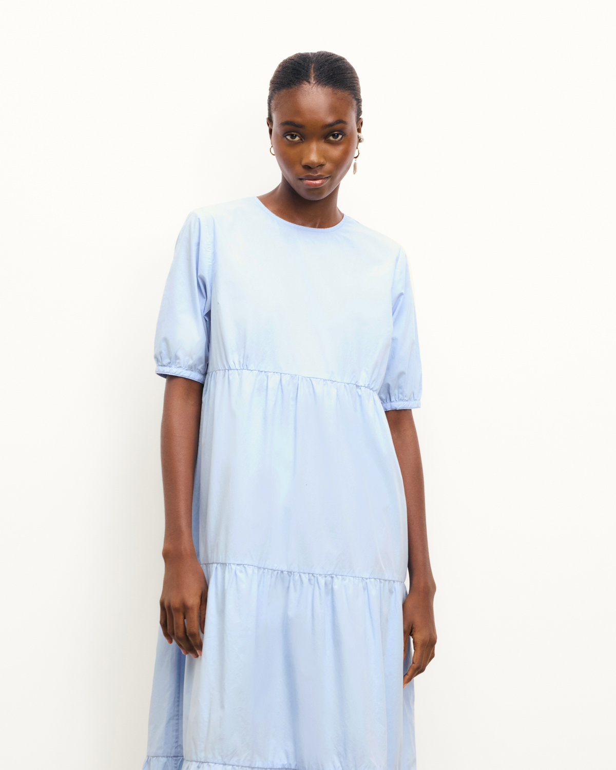 Vestido largo de manga corta Nella - Baby Blue - Mujer
