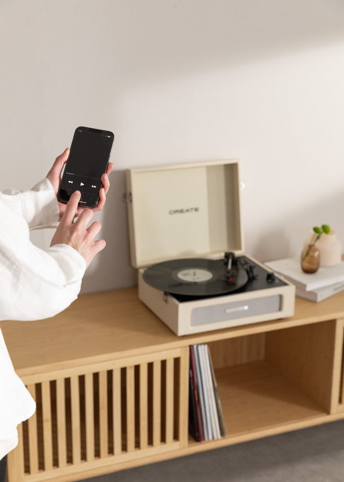 Record Player Compact - Platine Rétro Avec Lecteur/Enregistreur Bluetooth, Usb, Sd, Microsd & Mp3 - Beige
