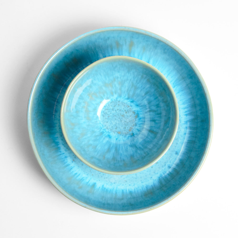 Plat De Service Rond - Bleu Água