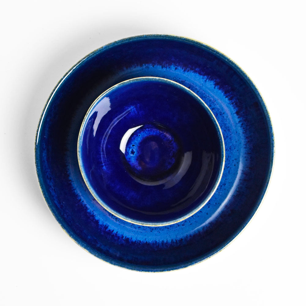 Plat De Service Rond - Bleu Odyssée