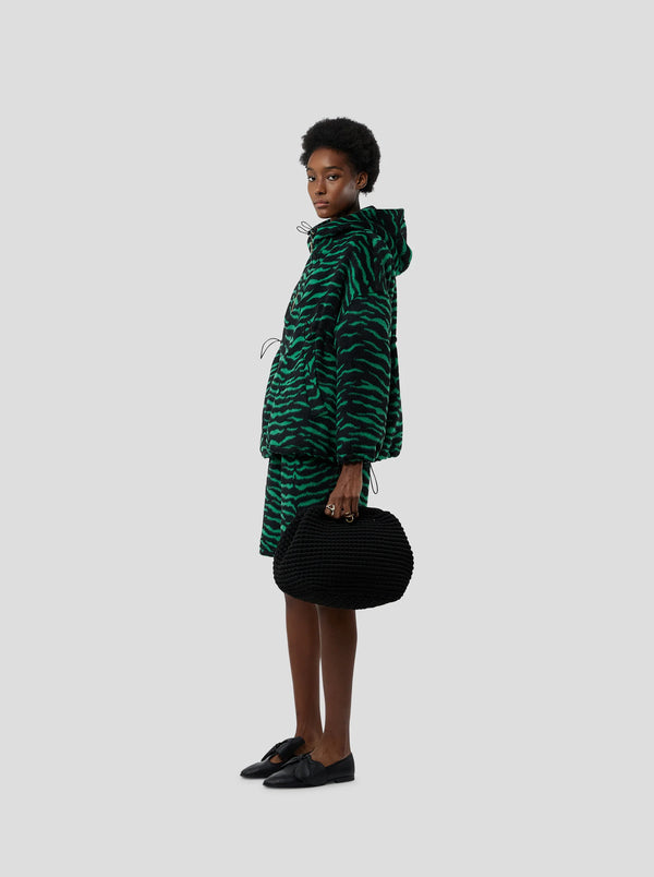 Tony Windbreaker Coat in Forest Green Zebra Wool