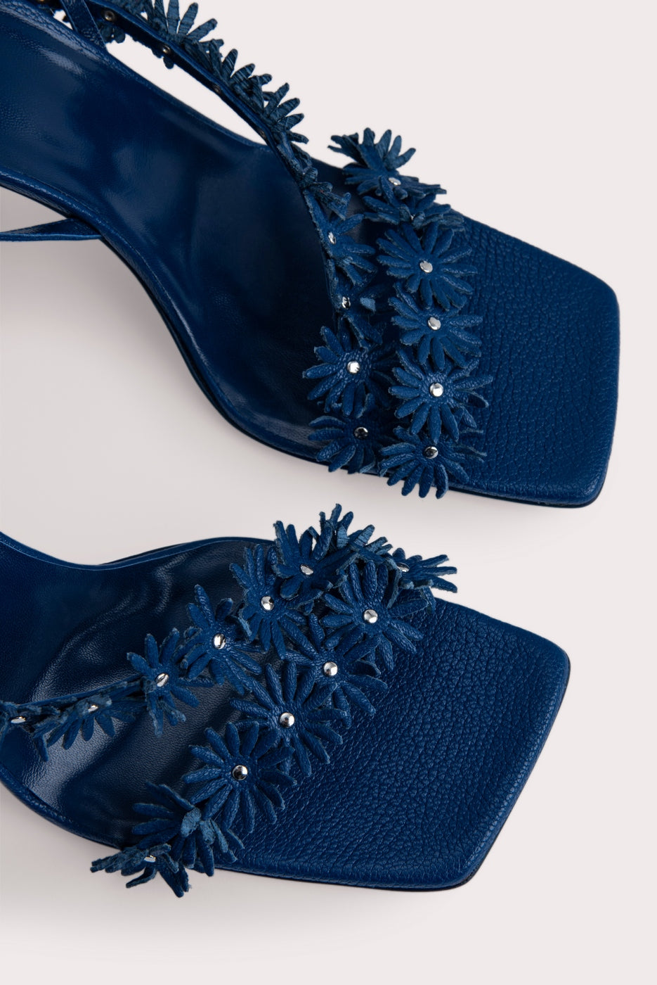 Poppy Deep Blue Grained Leather Shoes