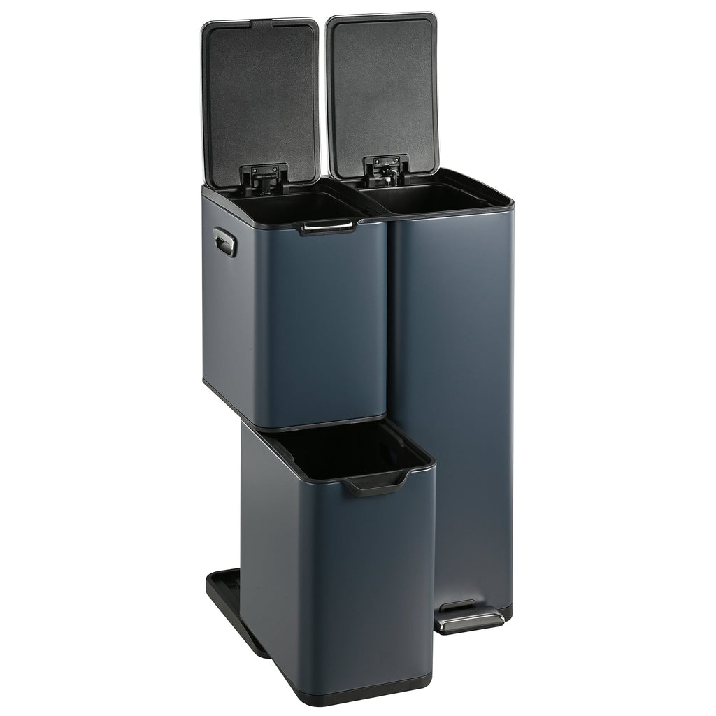 Papelera clasificadora de acero inoxidable Haja - 60L - 3 papeleras - Gris