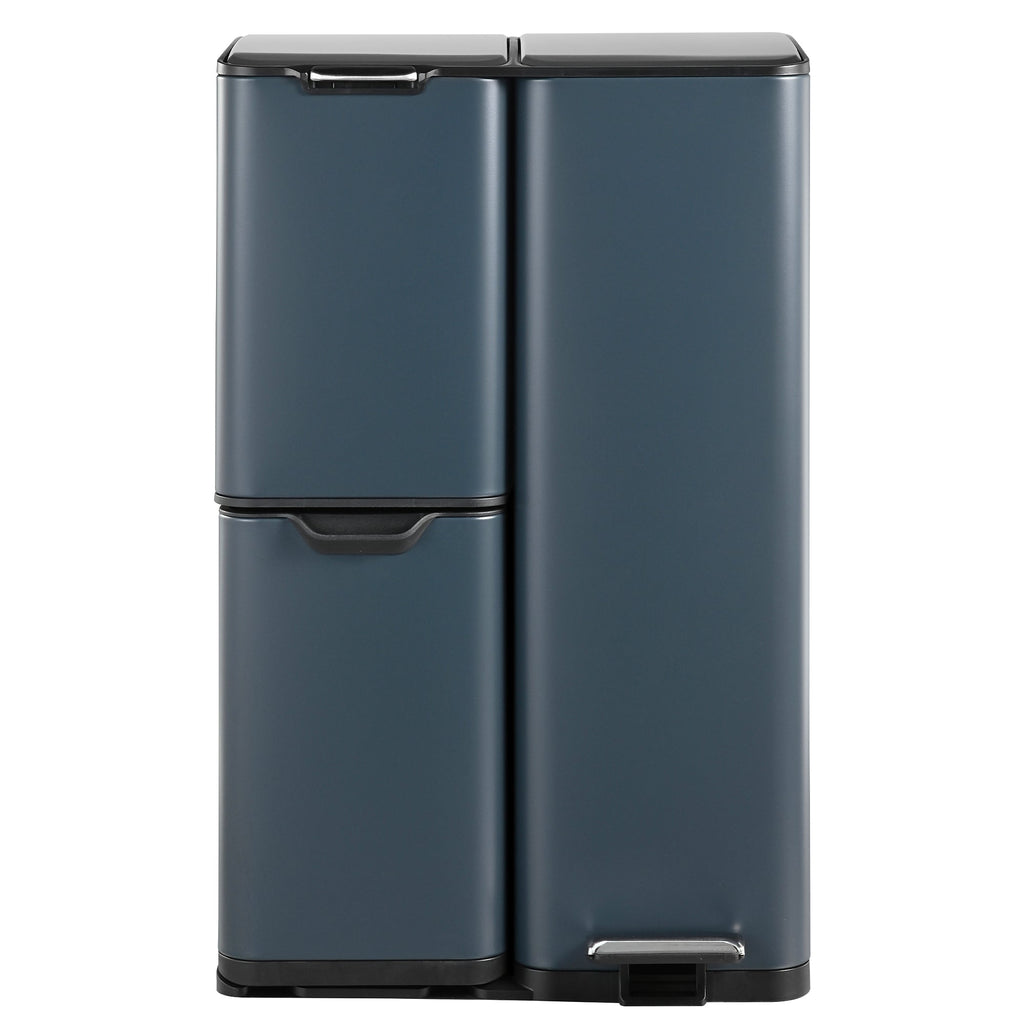 Papelera clasificadora de acero inoxidable Haja - 60L - 3 papeleras - Gris