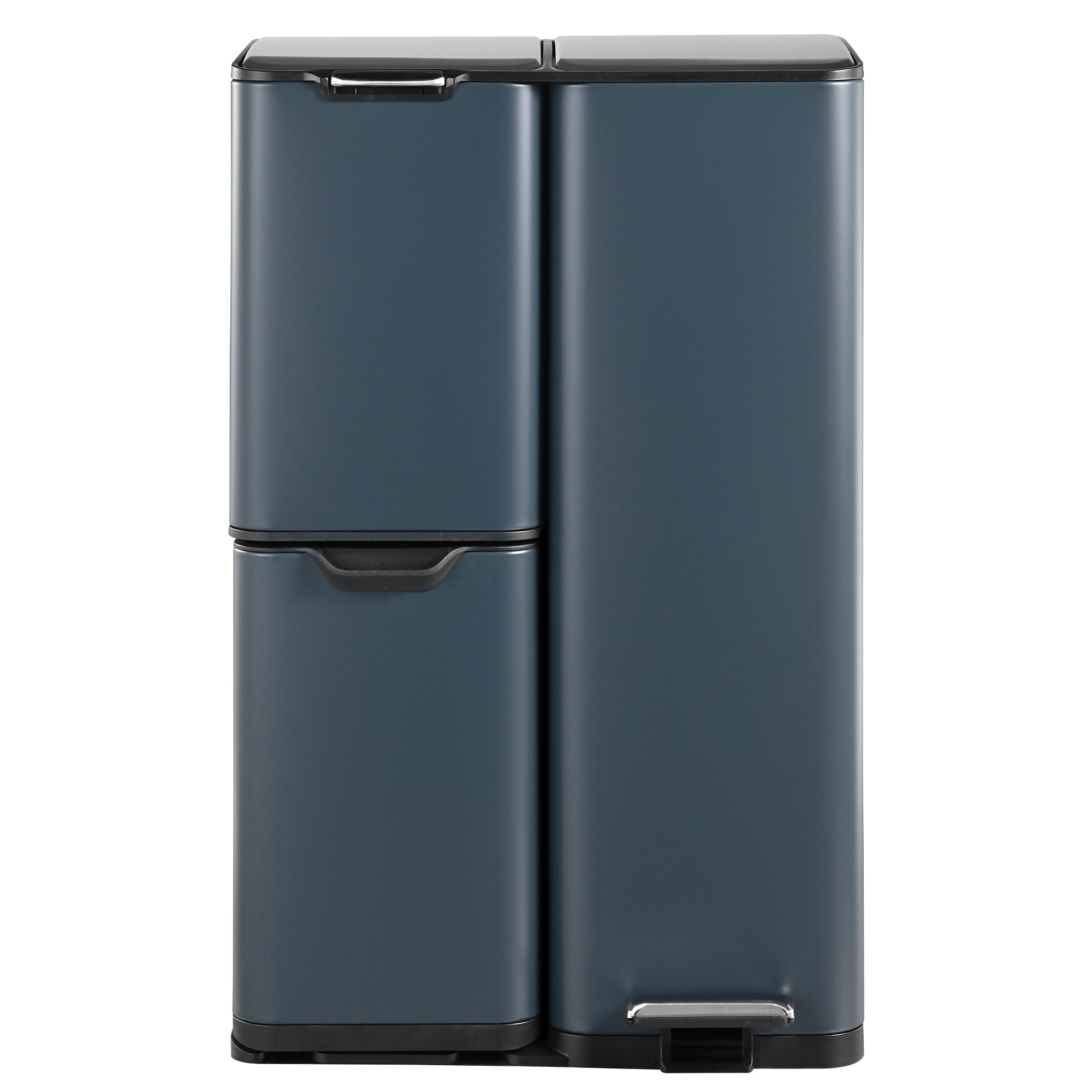 Papelera clasificadora de acero inoxidable Haja - 60L - 3 papeleras - Gris
