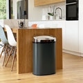 MAJESTIC Papelera de cocina automática 58L gran capacidad gris mate en acero inoxidable con flejes