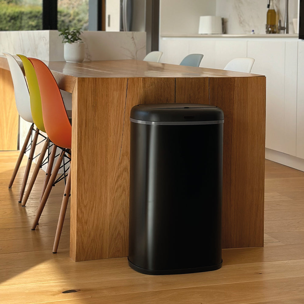 Papelera de cocina automática LOGAN 58L en acero inoxidable Negro Mate