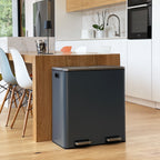 Major - Cubo de Basura con Pedal de Reciclaje 60L - Acero Inoxidable - Gris
