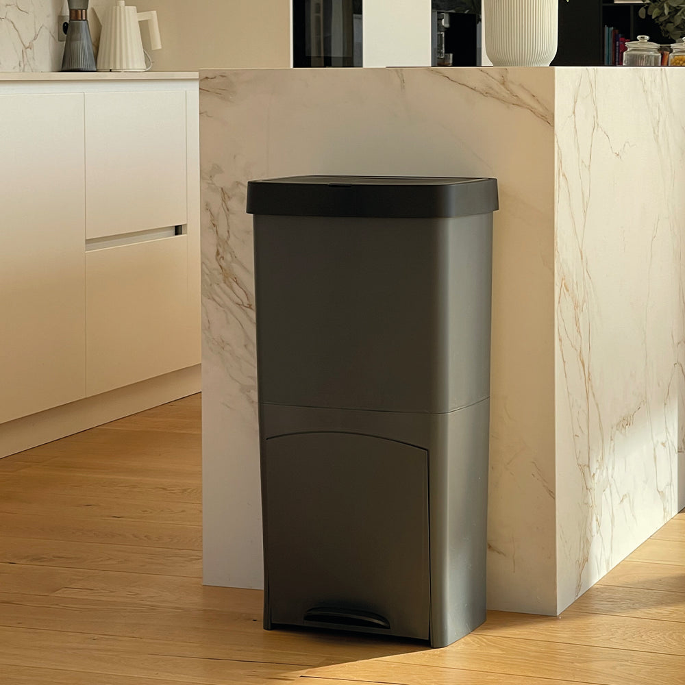 Picea Pedal Sorting Bin - 70L - 3 Bins - Gray