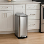 50L (30L+20L) EDGE sorting recycling recycling pedal kitchen trash can in brushed stainless steel with bucket