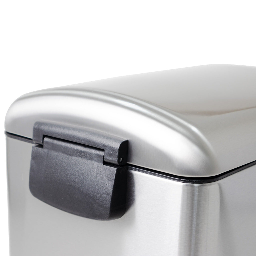 Cubo de basura de cocina estrecho con pedal de acero 40L FULLER en acero inoxidable cepillado de diseño - REDDECO.com