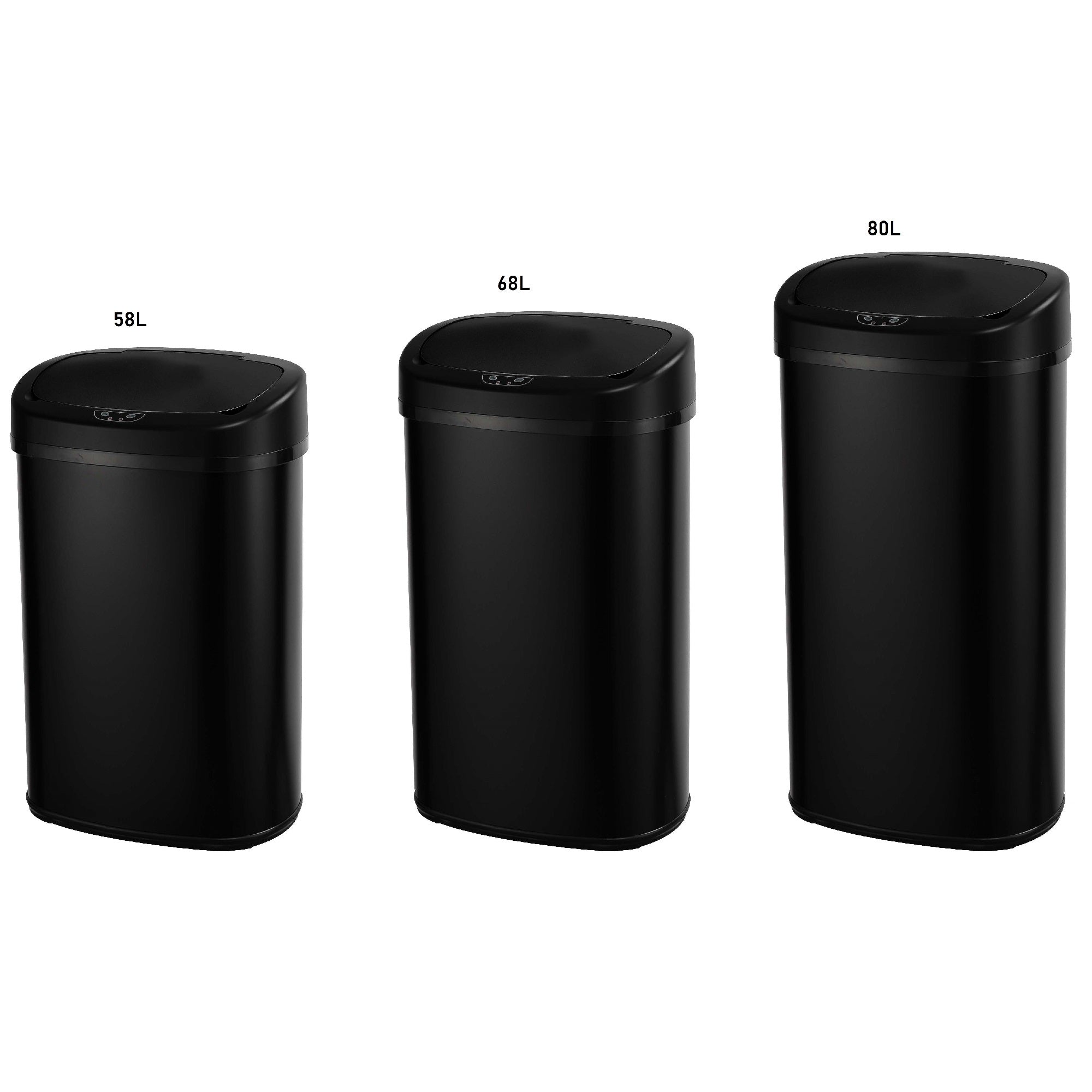 Majestic - Cubo de basura automático de acero inoxidable 58L - Acero inoxidable - Negro
