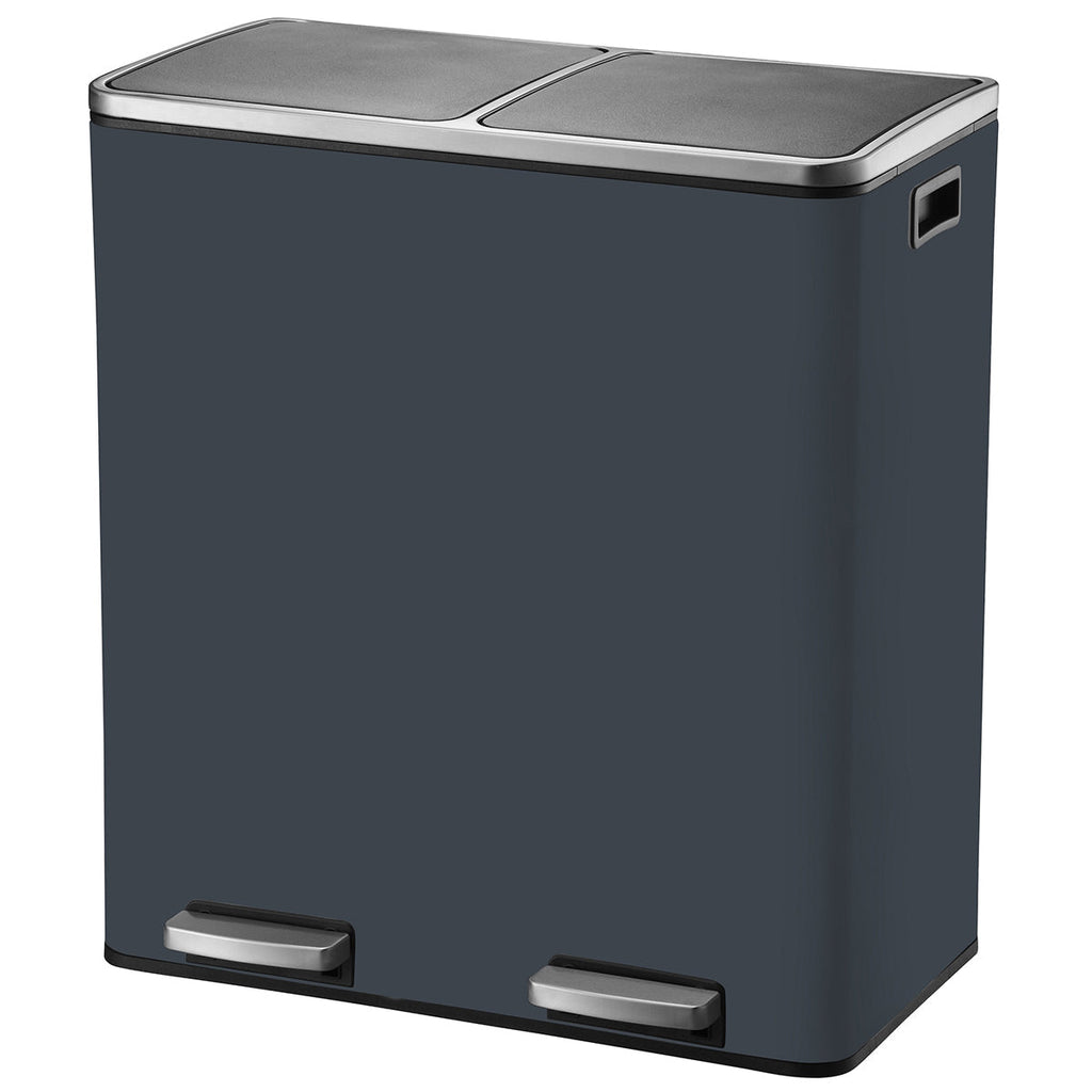 Major - Cubo de Basura con Pedal de Reciclaje 60L - Acero Inoxidable - Gris