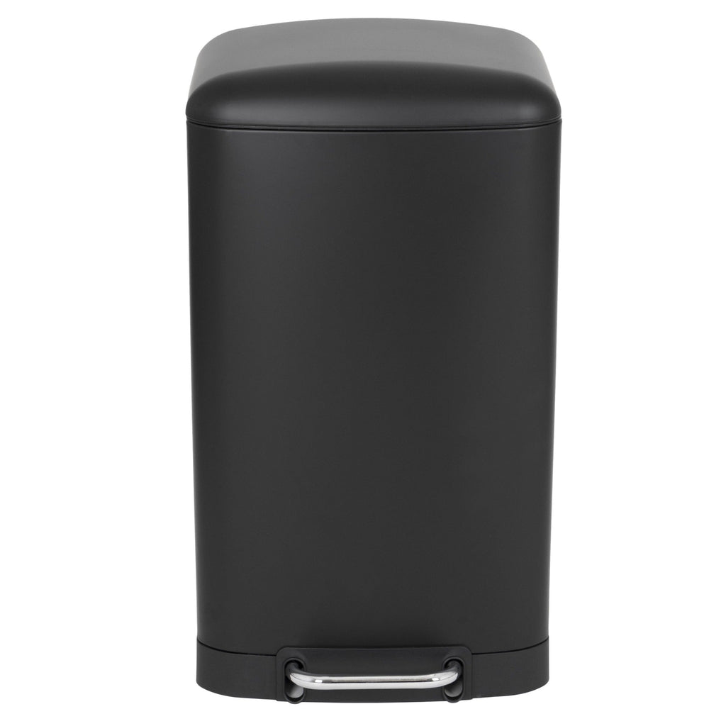 Papelera de cocina con pedal 40L GREENWICH Design Negro mate en acero inoxidable con tapa curva - REDDECO.com