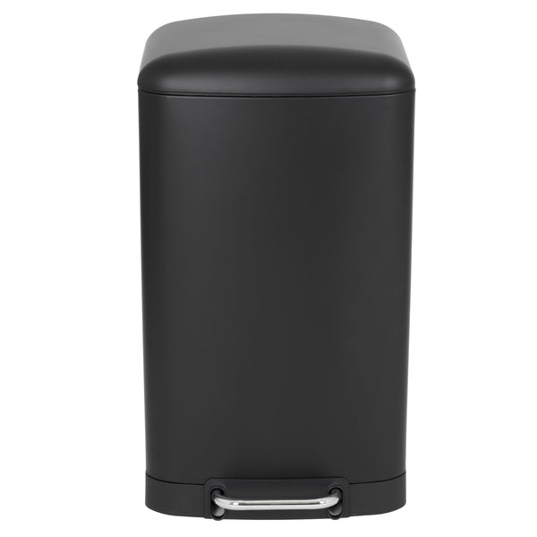 Kitchen pedal bin 40L GREENWICH Design Matt black in stainless steel with curved lid bucket - REDDECO.com