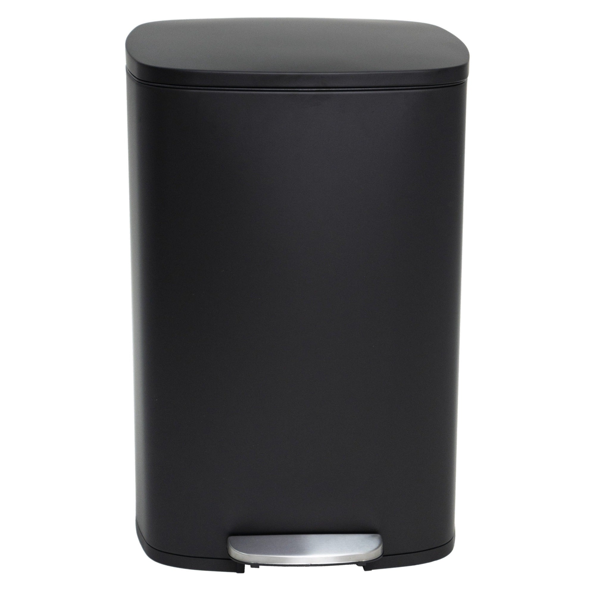 ADMIRAL Design Papelera de Cocina con Pedal 50L Negro Mate en Acero Inoxidable con Cubo y Cierre Suave - REDDECO.com