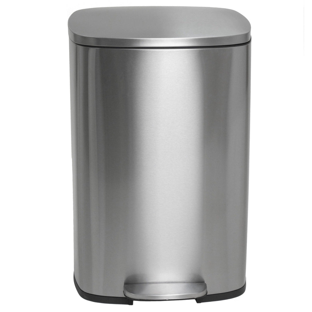 ADMIRAL Design 50L pedal kitchen trash can in brushed stainless steel with bucket and soft closing - REDDECO.com
