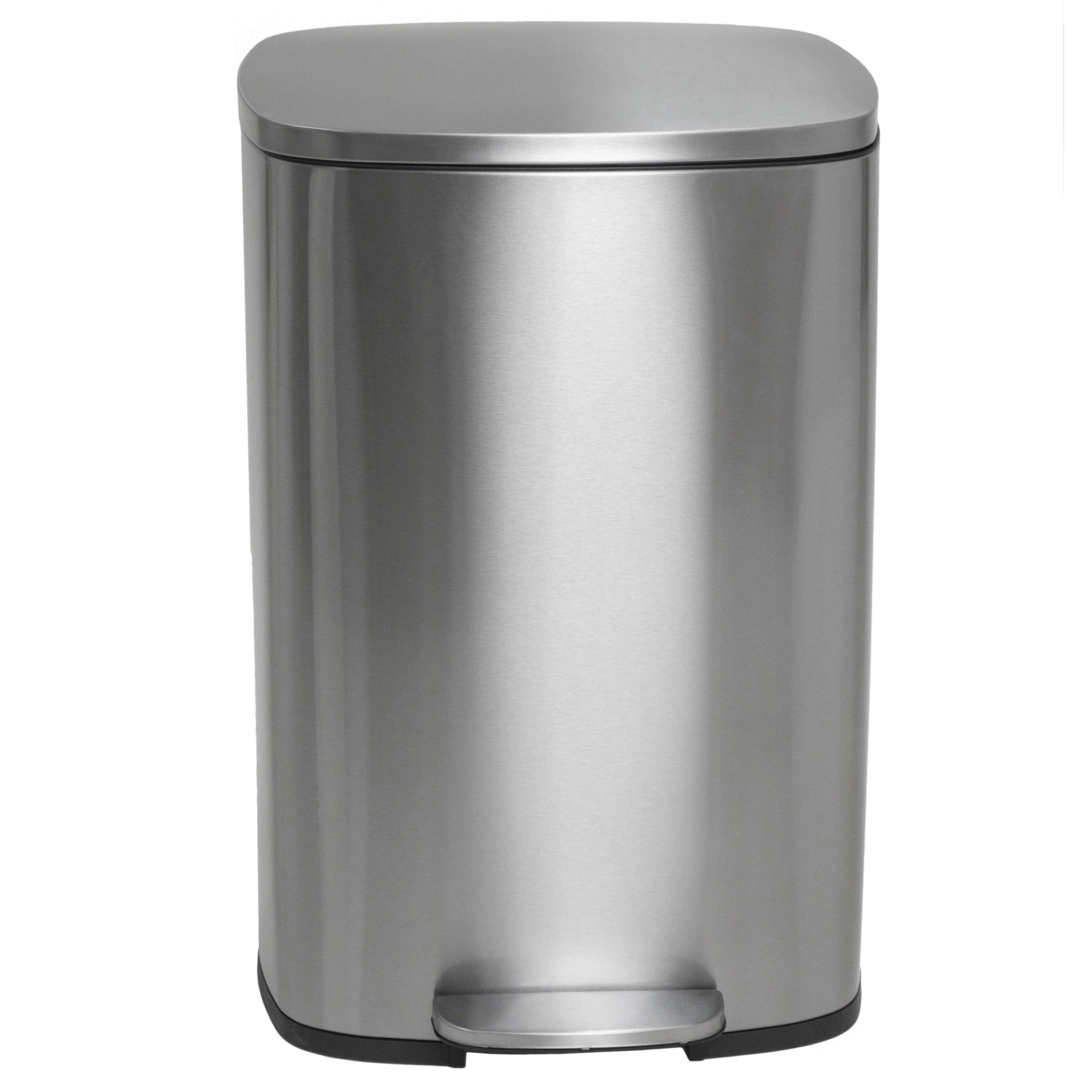 ADMIRAL Design 50L pedal kitchen trash can in brushed stainless steel with bucket and soft closing - REDDECO.com