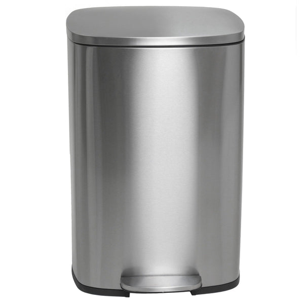 ADMIRAL Design 50L pedal kitchen trash can in brushed stainless steel with bucket and soft closing - REDDECO.com